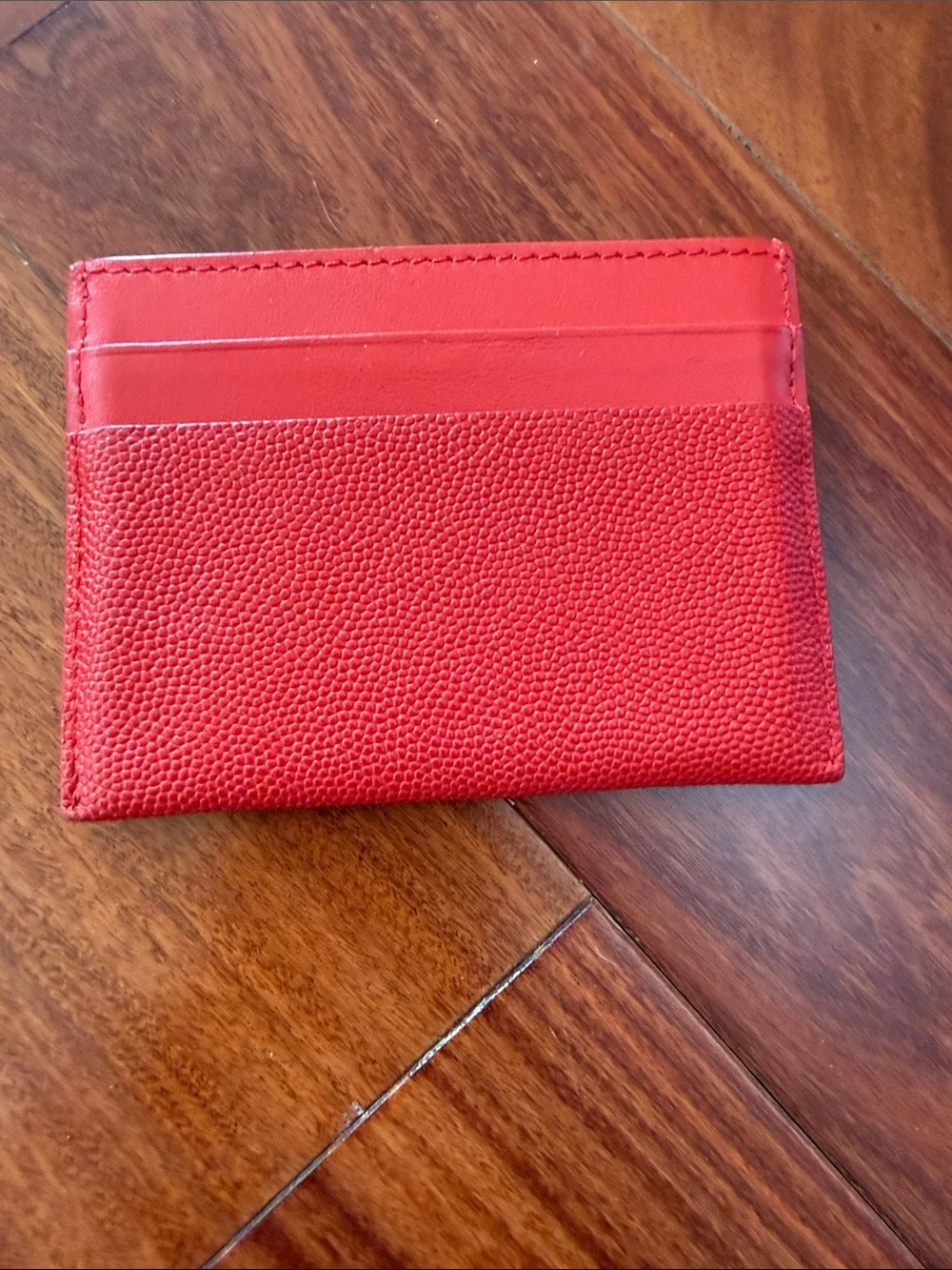 Burberry Red Leather TB Monogram Card Holder ,